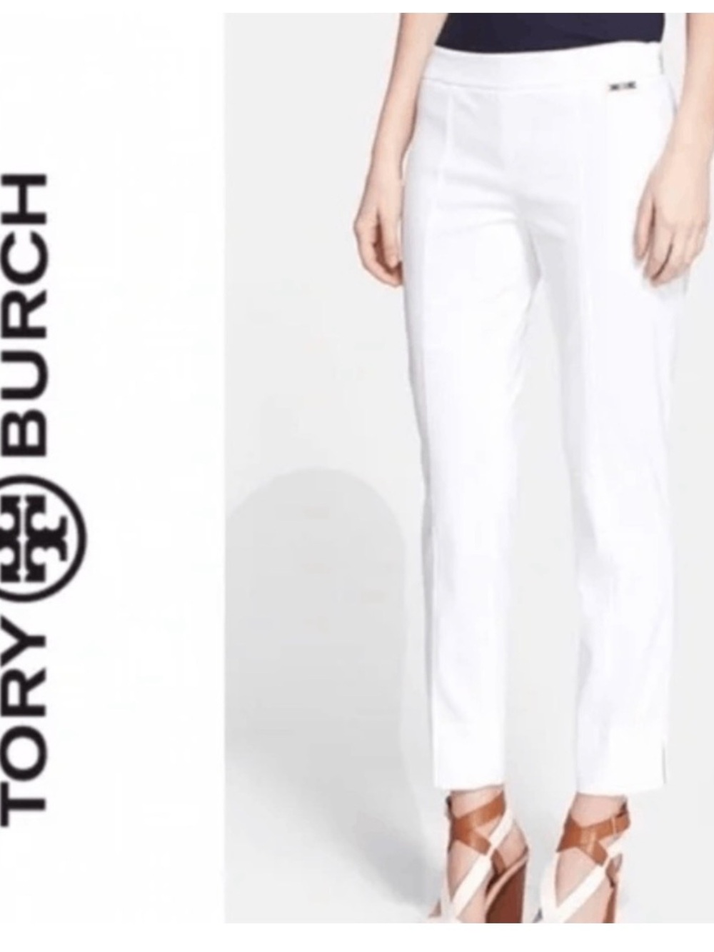 Tory Burch White Pants with Gold Hardware